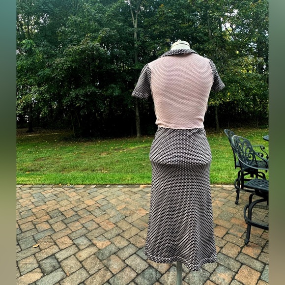 BETSEY JOHNSON PINK BLACK SHORT SLEEVE KNIT MIDI DRESS PUNK ROCK PINUP SMALL - Picture 3 of 6